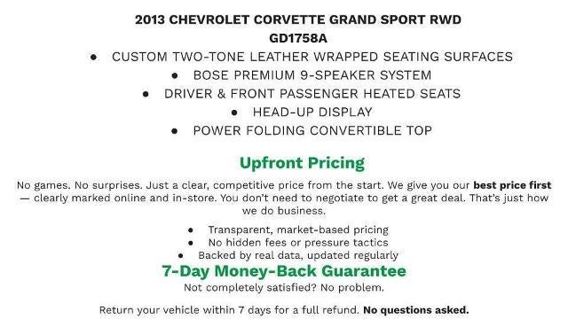 2013 Chevrolet Corvette Grand Sport Grand Sport 4LT