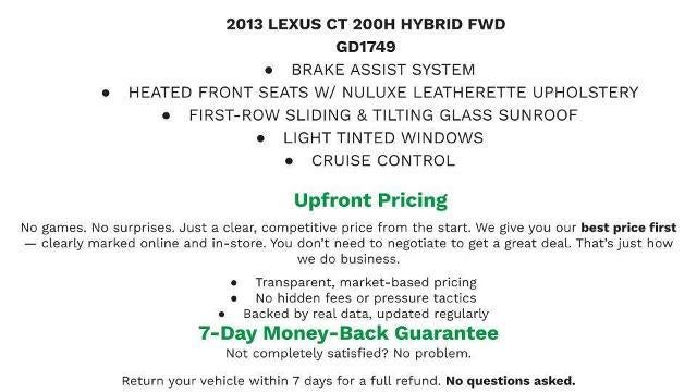 2013 Lexus CT 200h Hybrid